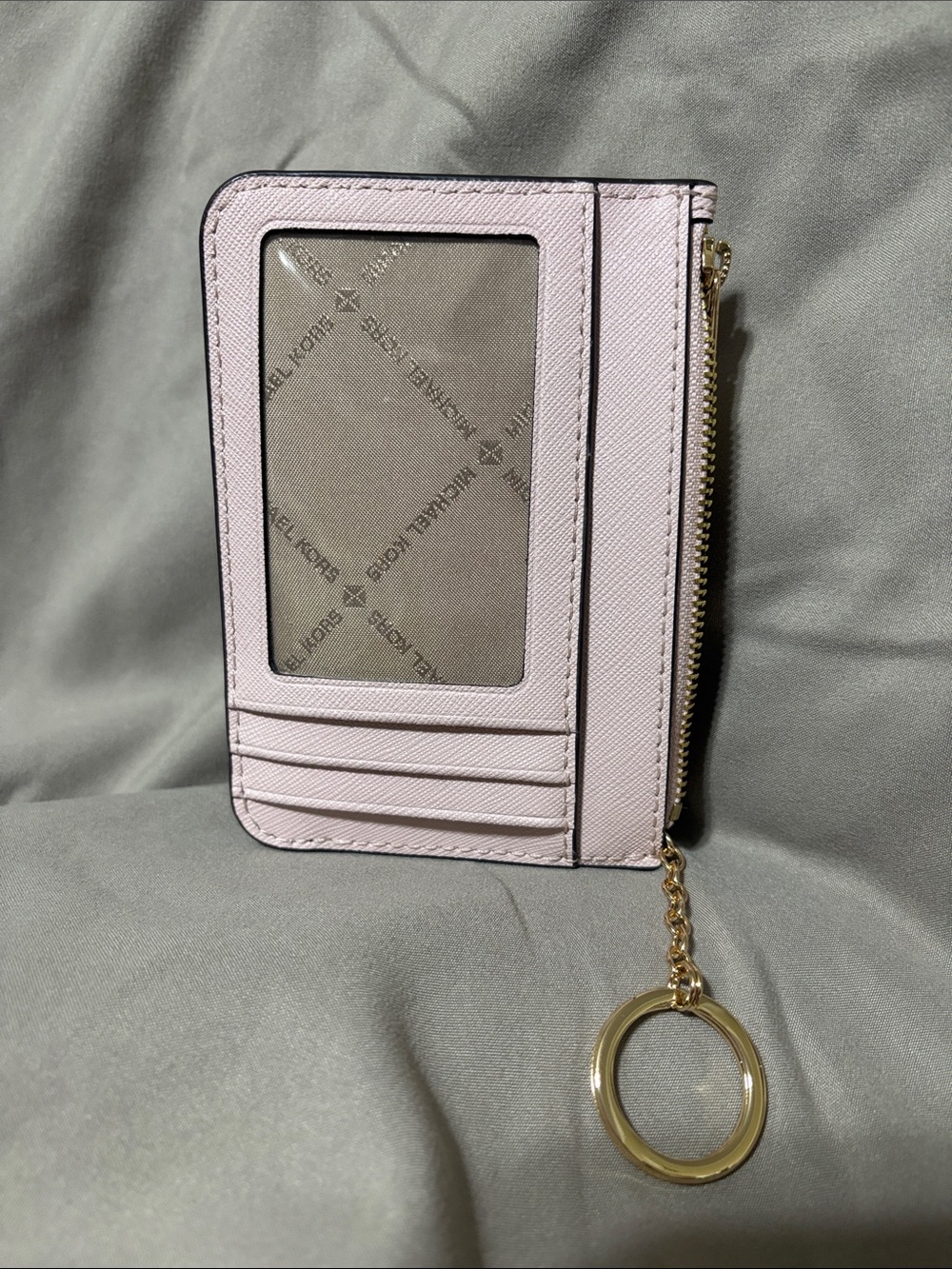 Michael Kors Pale Pink Saffiano Leather Card Coin Zip Pouch - Picture 2 of 2